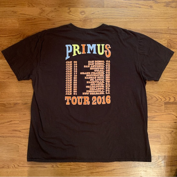 Primus Tour 2016 T-Shirt Chocolate Factory 2-Sided Cities Concert Band Tee 2XL - Picture 2 of 8